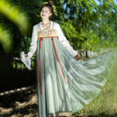 温柔拼接网纱仙气裙 复古刺绣改良齐胸襦裙女2025秋季 花香柳黄