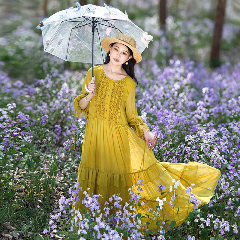 文艺雪纺连衣裙女夏季仙气长裙