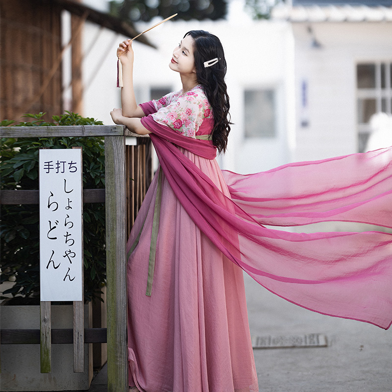 【花满楼】原创汉服女装夏季中国风日常改良襦裙减龄印花连衣裙子-封面