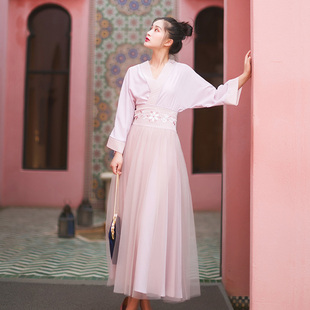 2025春夏季 新款 文艺长袖 上衣网纱半身裙套装 区 雪纺衫 女 99元