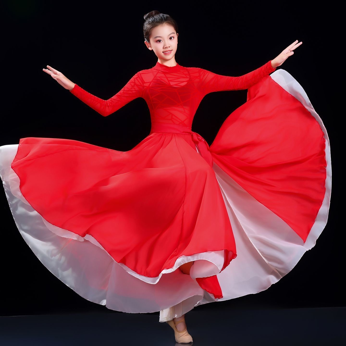 古典舞蹈服女大摆渡连衣裙万疆演儿童演出服