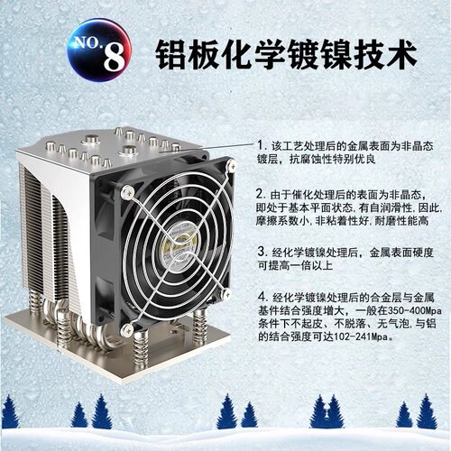 金钱豹 4U 支持SP5/AMD+多平台 CPU散热器 6热管服务器风扇