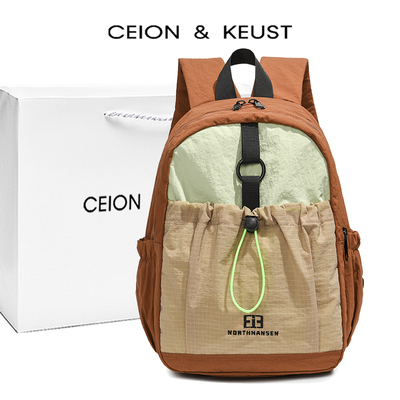 双肩包撞色轻量学生书包骑行背包