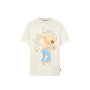 百搭休闲宽松圆领T恤 跳绳小熊印花棉质短袖 13DE MARZO男女同款