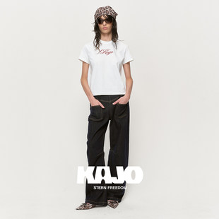 亲肤上衣25AW013 圆领正肩T恤简约短袖 KAJO美式 烫珠logo印花修身
