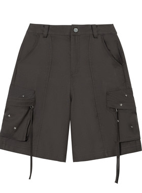 【周深同款】SOFITTE 25AW深灰色多口袋飘带工装短裤阔腿通勤男女