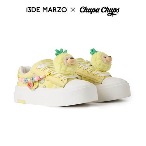13DEMARZO小熊厚底帆布鞋
