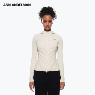 ANN ANDELMAN运动系列轻薄羽绒服女冬季拼接连帽修身短款保暖外套