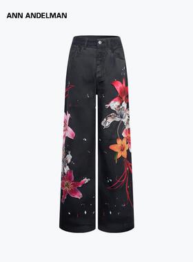 ANN ANDELMAN花卉牛仔裤宽松阔腿裤子