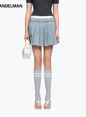 ANN ANDELMAN2025新款蓝色设计感半身裙牛仔百褶短裙女夏