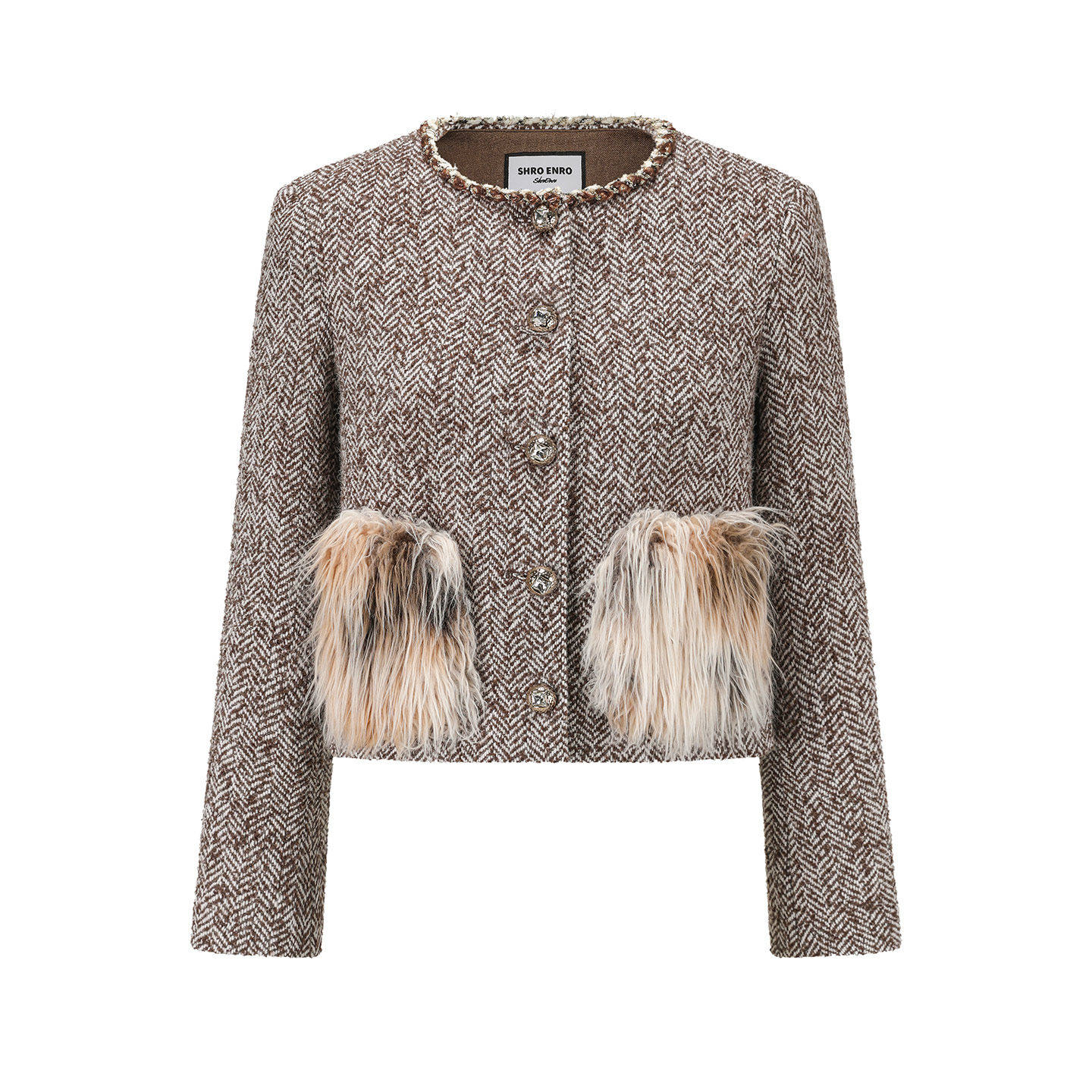 SHROENRO双排钻扣呢短裙套装