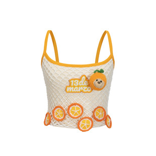 MARZO女士 时尚 网格水果织片个性 背心甜辣修身 气质吊带 短款 13DE