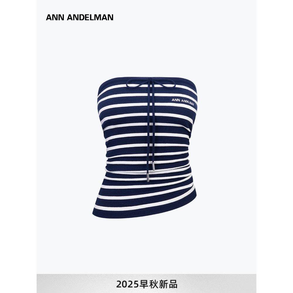 ANN ANDELMAN条纹毛织系带抹胸背心性感辣妹无袖上衣外穿,女装/女士精品,抹胸,淘宝优惠券,粉丝福利购,淘宝优惠卷