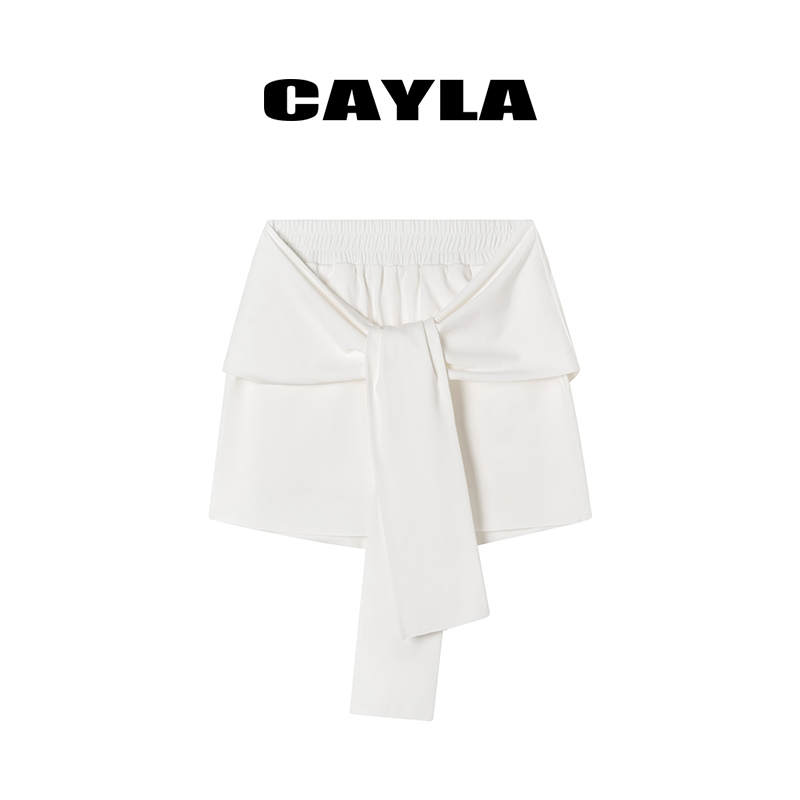 CAYLA设计感系腰绑带不规则短裤