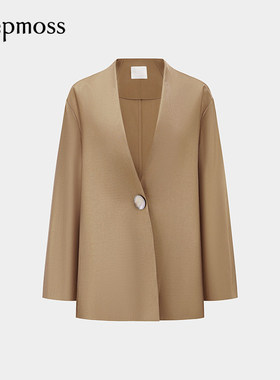 【deepmoss】2025秋冬新款女士设计感时尚单粒扣棉感水泽西装