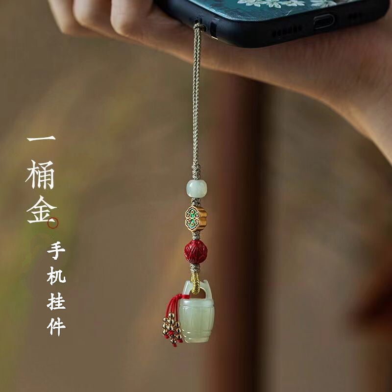 一桶金手机挂绳挂饰挂坠古风玉坠手机链