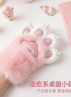 现货可爱猫爪手套会吱吱叫的毛绒手套二次元漫展cosplay手套道具