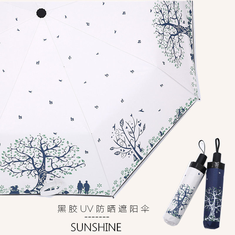 ins文艺英伦风晴雨伞黑胶遮阳