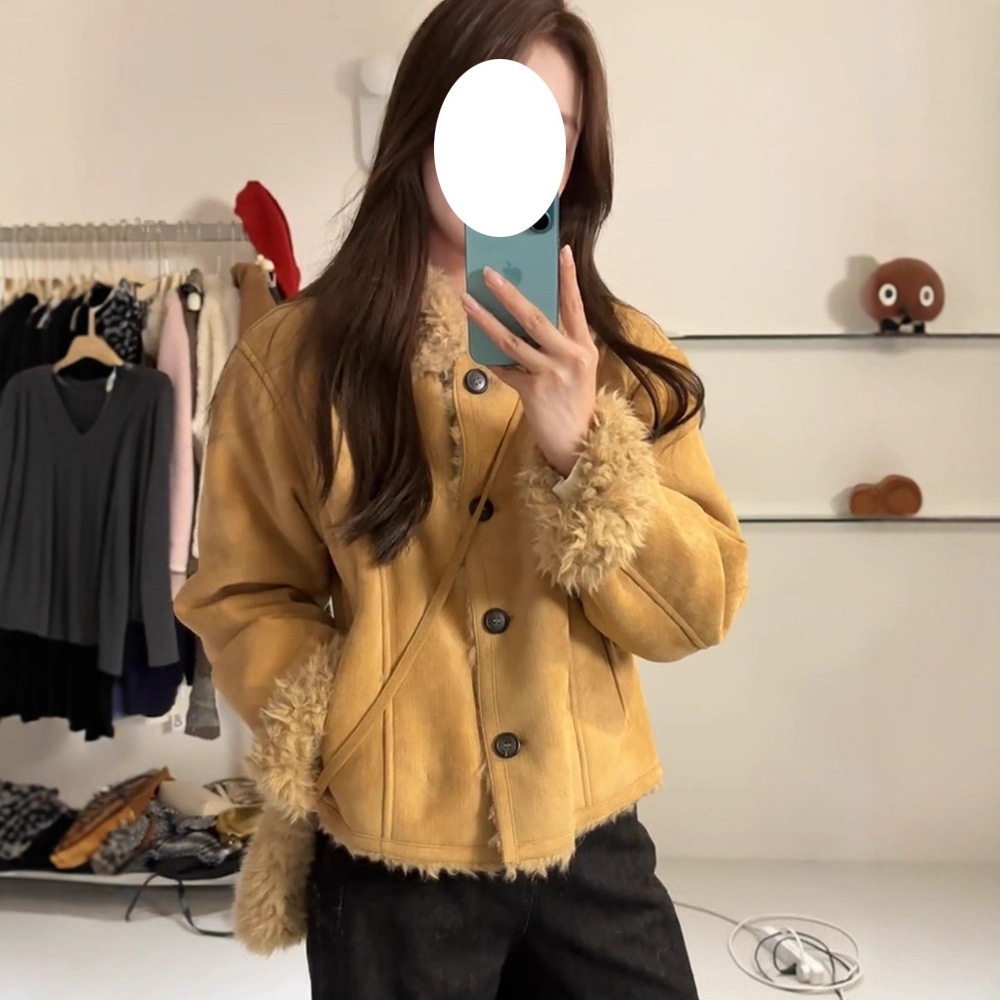 美拉德复古皮毛一体麂皮绒外套女冬季新款小个子加厚保暖夹克上衣,女装/女士精品,短外套,淘宝优惠券,粉丝福利购,淘宝优惠卷