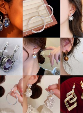 银色金属拉丝耳扣女新款耳环轻奢高级感百搭耳坠经典水滴造型耳饰