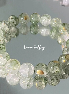 绿茵 原创新中式琉璃手串ins设计新款绿色清新茶叶手链送女友礼物