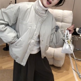 2026年冬季网红新款时尚薄棉夹克短款外套女韩系百搭立领宽松棉服