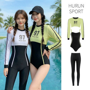 潜水服冲浪服防晒 成人三角连体游泳衣新款 泳衣水母衣浮潜长裤 长袖