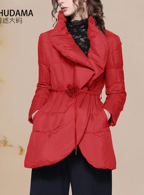 欧洲站高级感红色90白鸭绒羽绒服设计感2025秋冬气质保暖羽绒衣
