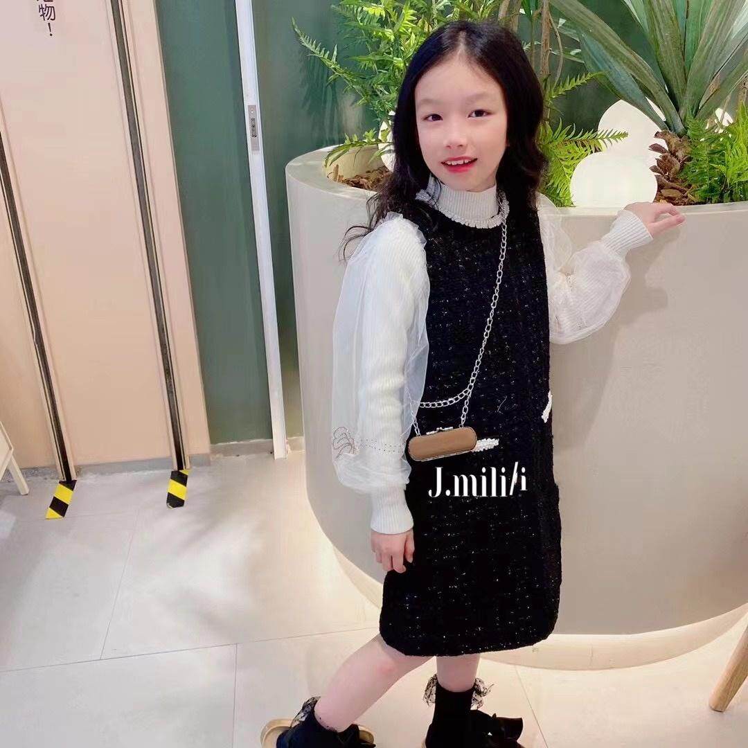简米粒JMILI品牌 秋冬款女童打底毛衣加背心裙