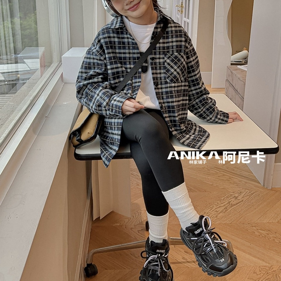 ANIKA阿尼卡品牌童装 秋冬款男女童中大童格子加绒衬衫 外套