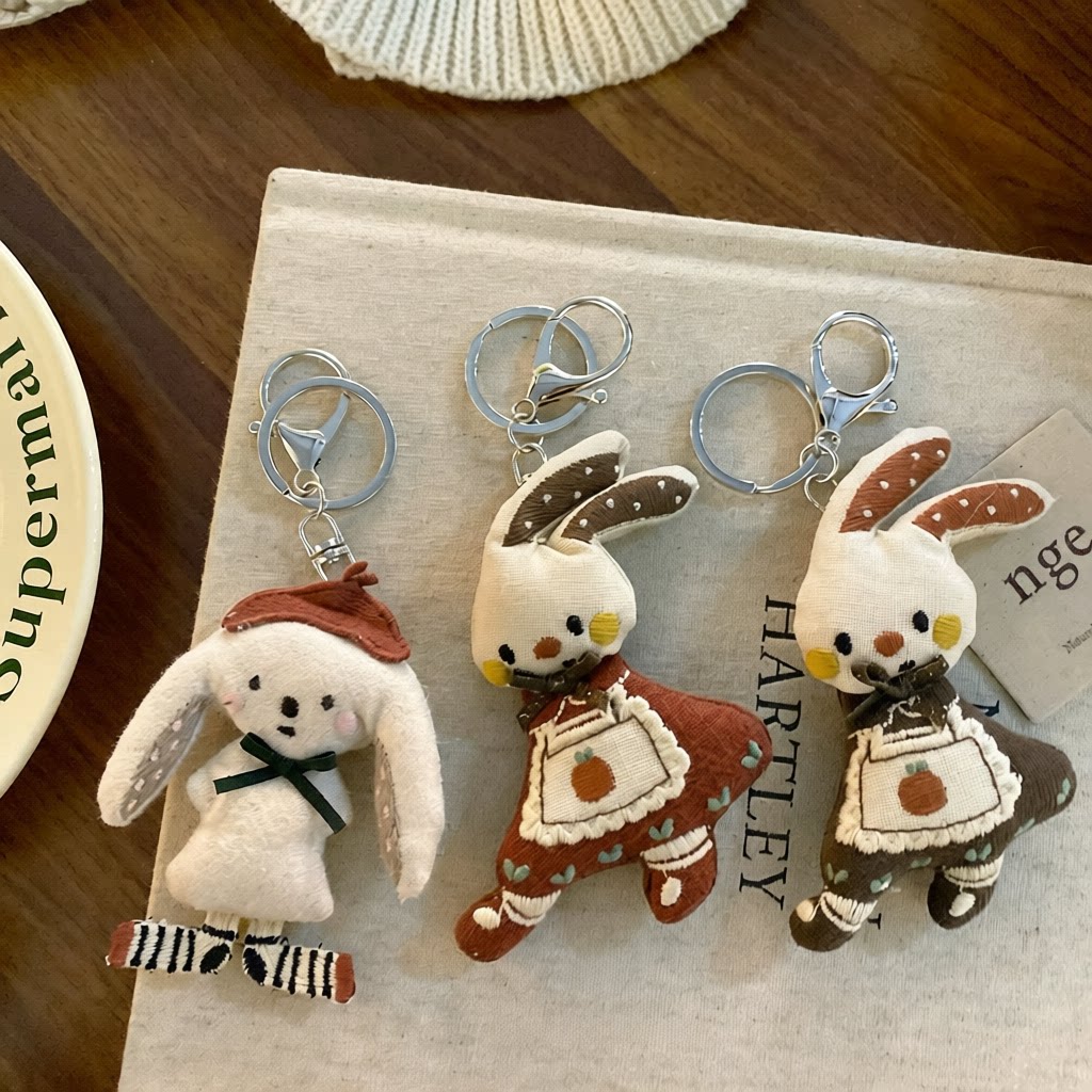 韩国ins新款彩色布玩偶兔子钥匙