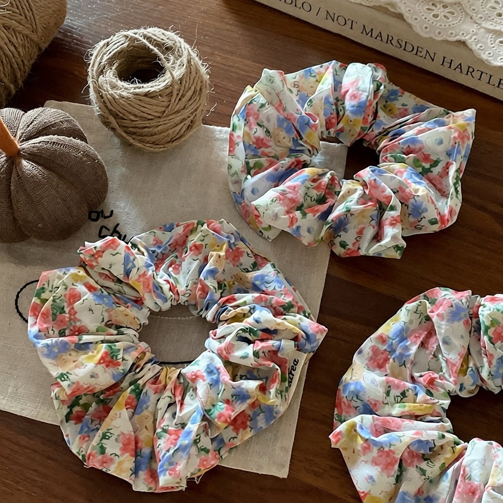 原创手作双拼花苞大肠发圈小众可