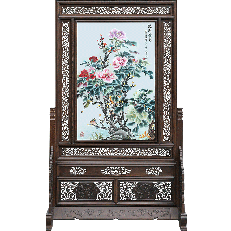 古艺苏绣精品屏风牡丹高端礼品