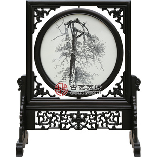 古艺苏绣精品双面绣摆件六朝松周年庆乔迁高端非遗定制礼品送客户