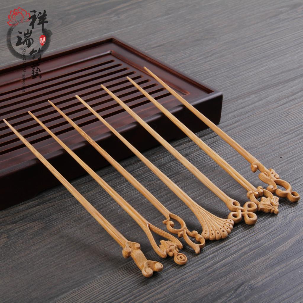 竹茶针 通壶针 复古风手工雕刻 疏通壶嘴 精品日式茶道六君子配件