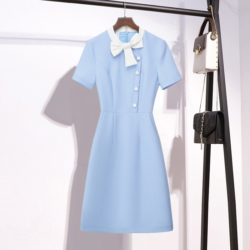 夏季新款幼儿园老师气质工作服A字裙幼师短袖职业工装连衣裙教师