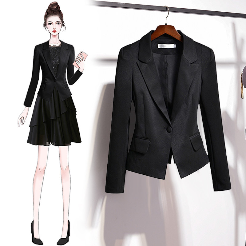 黑色小西装外套女2023春季新韩版修身显瘦韩版长袖小个子休闲西服