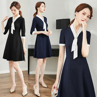 美容院前台工作装女高端职业装连衣裙气质女神范韩版美容师工作服