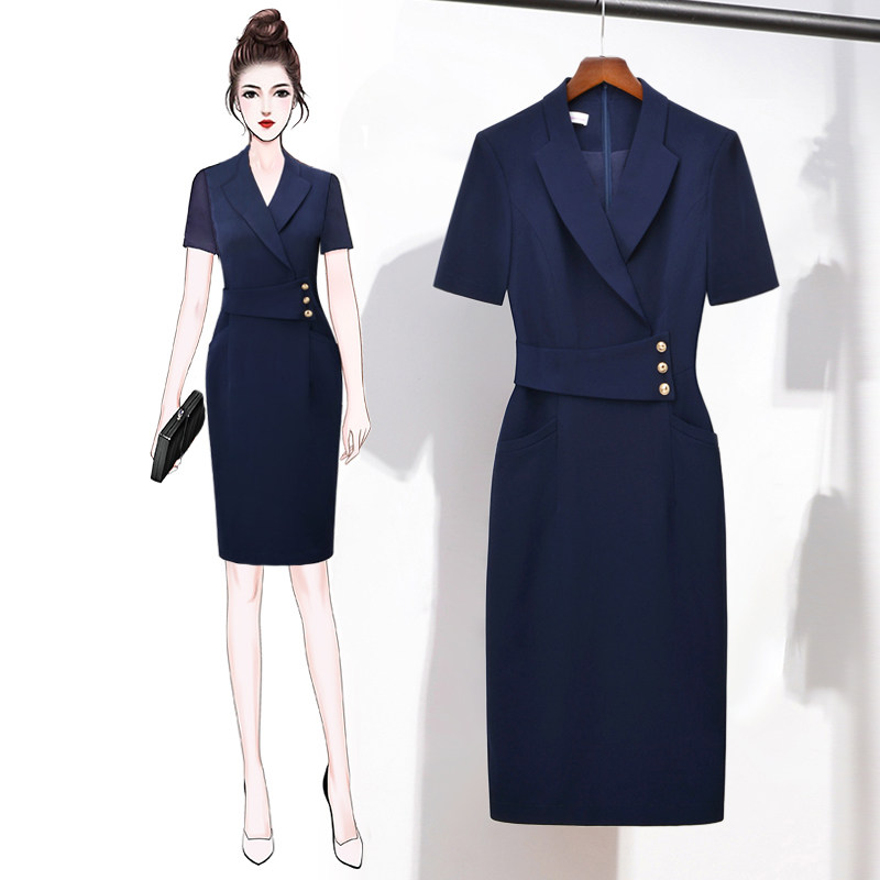 夏季新款女装短袖职业装连衣裙高端售楼部气质前台酒店通勤工作服