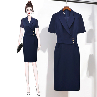 夏季新款女装短袖职业装连衣裙高端售楼部气质前台酒店通勤工作服