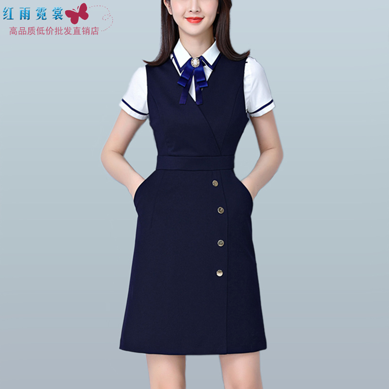 职业套装女夏季短袖正装空姐制服工装时尚美容师工作服连衣裙