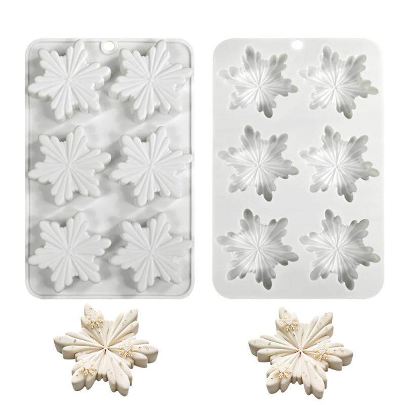 新款6连雪花硅胶模具 圣诞慕斯蛋糕甜品创意月饼绿豆饼糕点食品模