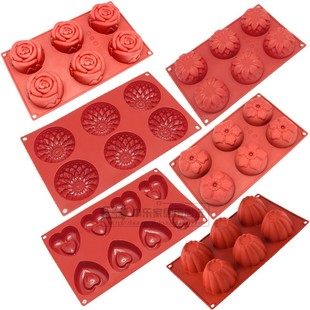 玫瑰花菊花太阳花朵齿轮法式慕斯蛋糕凉糕蒸糕马蹄糕硅胶模具烘焙