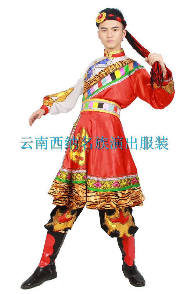 新款促销藏族舞蹈舞台演出服装西藏唐古拉风民族风套装成人男装