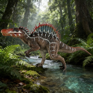 新品狂暴棘龙棘背龙脊背龙大号实心恐龙模型玩具下颌可动儿童礼物