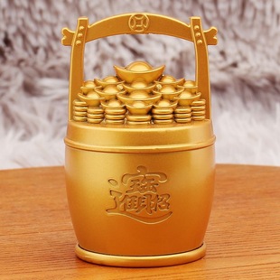 财神一桶金摆件黄铜聚宝盆元 饰品 宝一桶江山招财聚财办公室桌面装