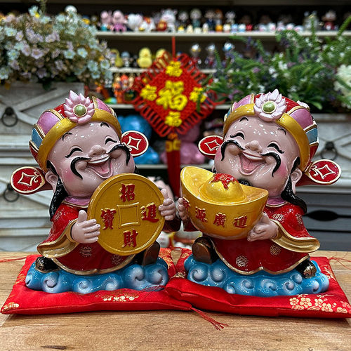 妙工坊财神爷招财摆饰树脂存钱罐