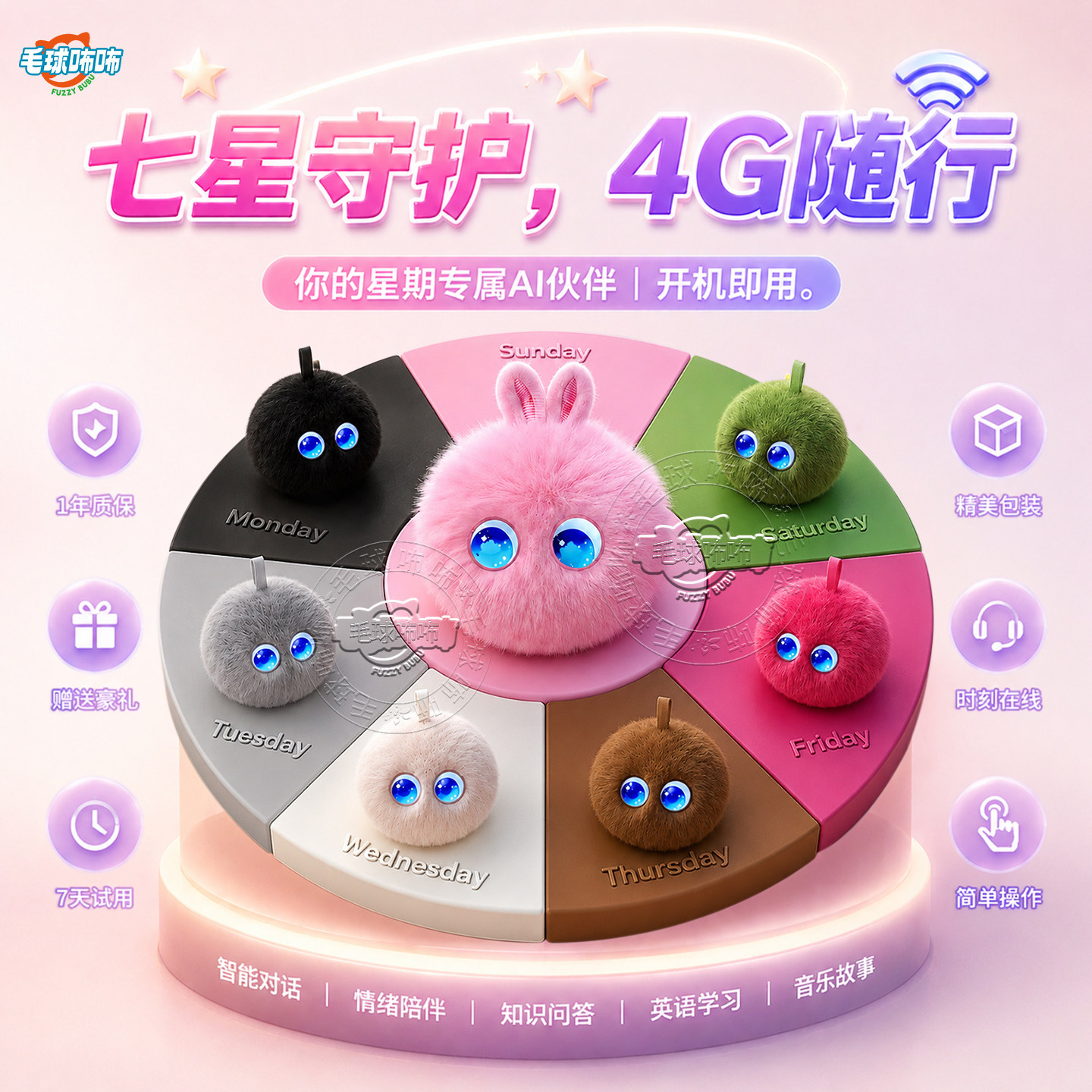 毛球咘咘ai机器人儿童电子宠物英语对话陪伴豆包女孩玩具生日礼物