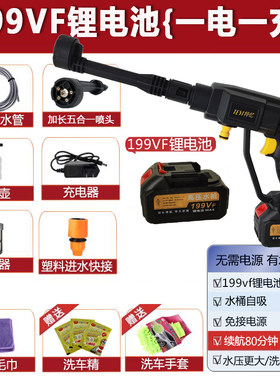 大功率无线洗车机锂电池21V充电式洗车水枪家用高压打药喷枪神器