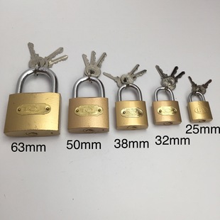 仿铜挂锁通开和不通开75mm63mm50mm38mm32mm25mm家用小挂锁锁具